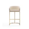 Manhattan Comfort Louvre 40 in. Cream and Titanium Gold Stainless Steel Barstool