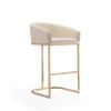Manhattan Comfort Louvre 40 in. Cream and Titanium Gold Stainless Steel Barstool